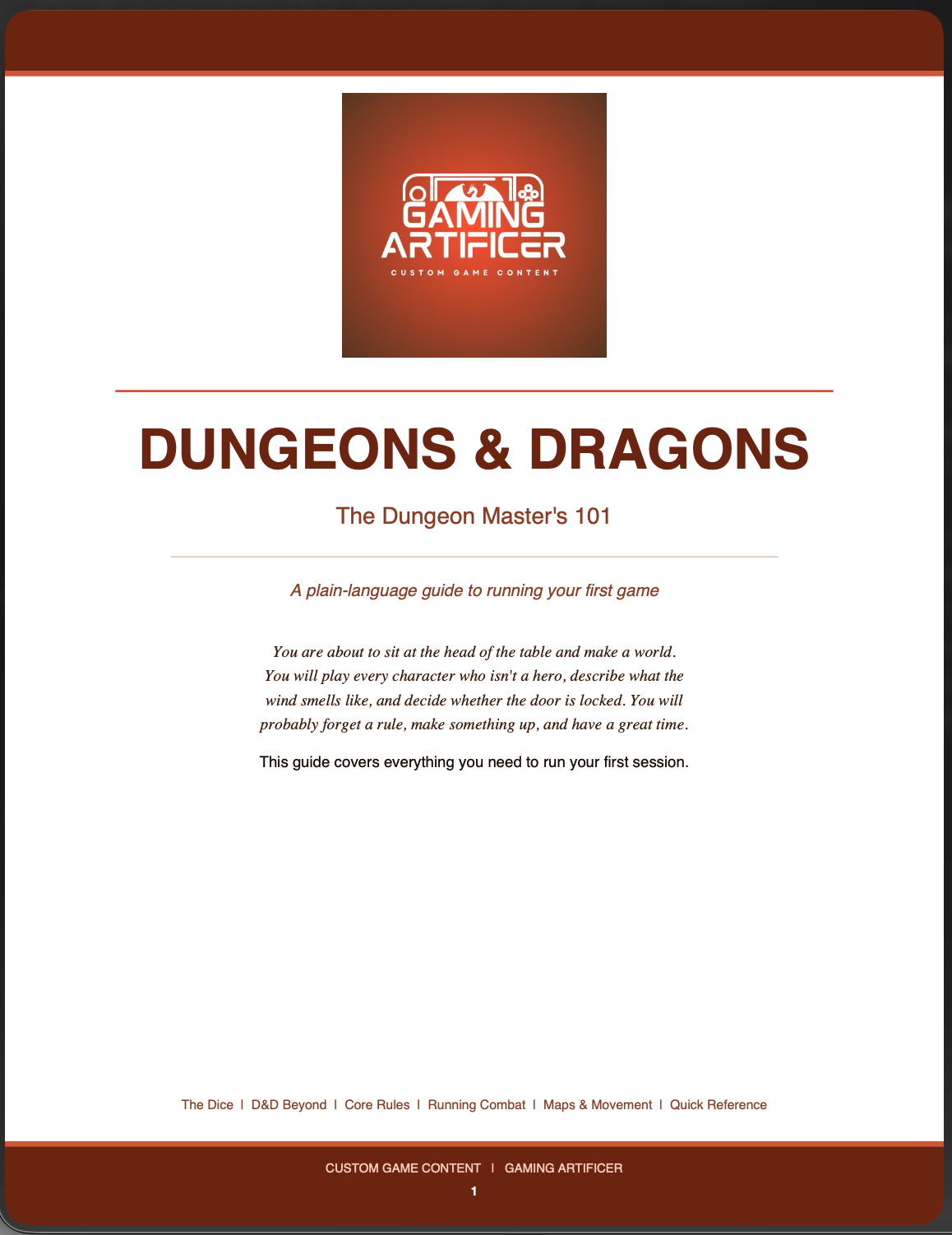 Dungeons & Dragons: The Dungeon Master's 101 — Beginner DM Guide (Printable PDF)